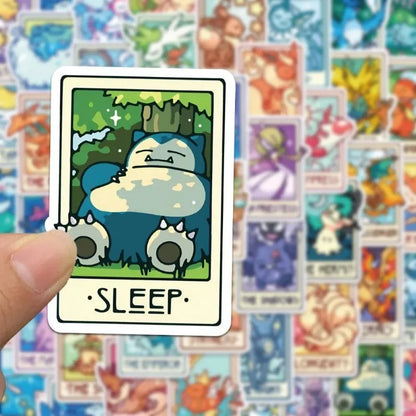 60PCS Pokémon Tarot Card Stickers – Waterproof Cute Cartoon Decals for Phone, Laptop & Notebook