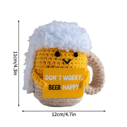 Poupée à énergie positive tissée à la main – Figurine en crochet de légumes et d'animaux avec carte de câlins, cadeau de festival fait à la main et artisanat de décoration intérieure créatif