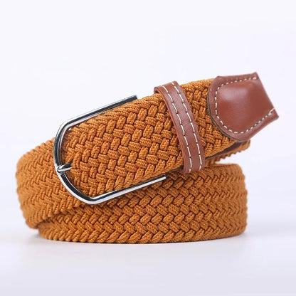 Ceinture élastique tressée unisexe en toile tissée, à boucle ardillon, pour jeans (107/120/130cm)