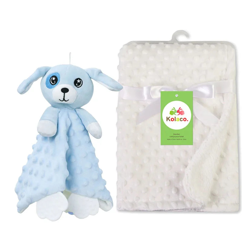 Couverture et doudou personnalisés avec prénom de bébé – Ensemble doux en minky à pois, 2-en-1, cadeau de naissance personnalisé pour garçons et filles