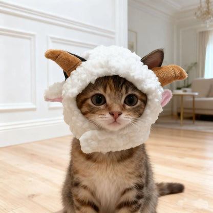 Funny Bear Cat Hat – Plush Winter Pet Head Cover for Cats & Small Dogs, Cute Warm Cosplay Costume & Dress-Up Headwear