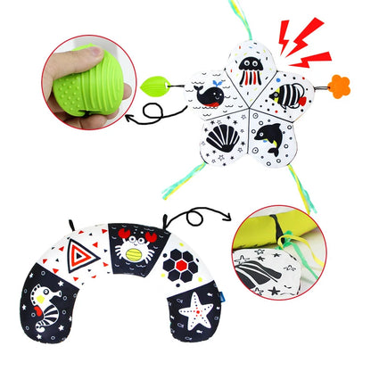 Coussin de Temps sur le Ventre pour Bébé et Jouet Sensoriel à Contraste Élevé – Coussin de Soutien Réversible Noir et Blanc pour Nouveau-né pour le Redressement de la Tête et le Développement Précoce