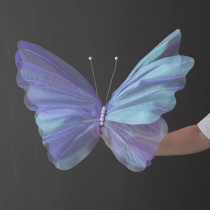 3D Gradient Silk Butterflies – Glitter Layered Butterfly Decorations for Weddings, Parties & Photo Props