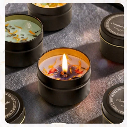 Crystal Scented Soy Wax Candles – Luxury Iron Tin Candle with Dried Floral Fragrance, Wholesale Aromatherapy Candle for Gifts & Home Decor