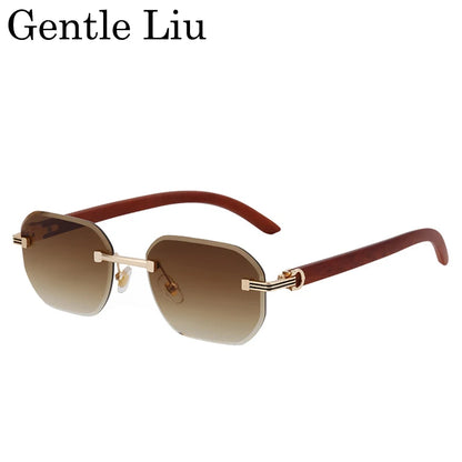Vintage Square Rimless Sunglasses for Men – Frameless Punk Eyewear with UV400 Lenses, Trendy 2026 Fashion Glasses