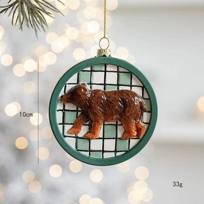 Christmas Plastic Hanging Ornaments – Old Man, Car & Bear Pendant Decorations for Christmas Tree, Family Party & Holiday Home Decor