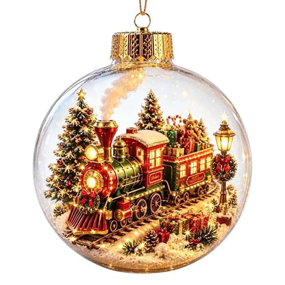 2026 Luminous Christmas Story Crystal Ball – Santa Claus, Snowman & Elk DIY Decoration with Gold Powder for Xmas Home & Party Decor
