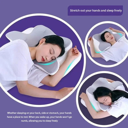 Oreiller en mousse à mémoire de forme rafraîchissant pour l'été – Oreiller cervical à rebond lent, oreiller ergonomique papillon pour le sommeil, coussin orthopédique respirant pour un repos confortable et un soutien du cou