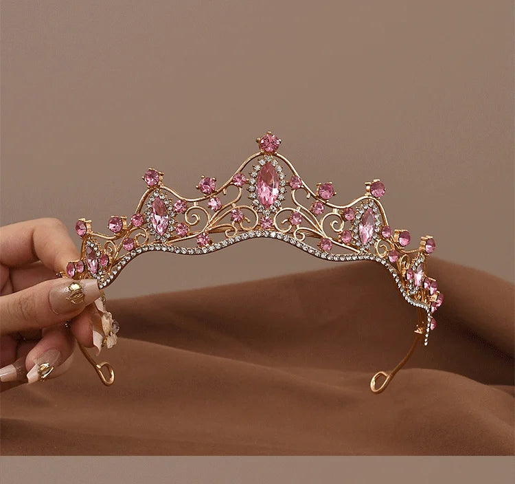 Vintage Baroque Crystal Queen Crown Tiara for Women – Rhinestone Bridal Wedding & Prom Hair Accessory
