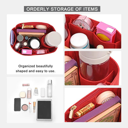 Separador organizador de fieltro para bolso – Divisor de almacenamiento para bolsos Speedy 25/30/35 y Neverfull, organizador interno multibolsillos para bolsos de lujo, carteras y bolsos de mano
