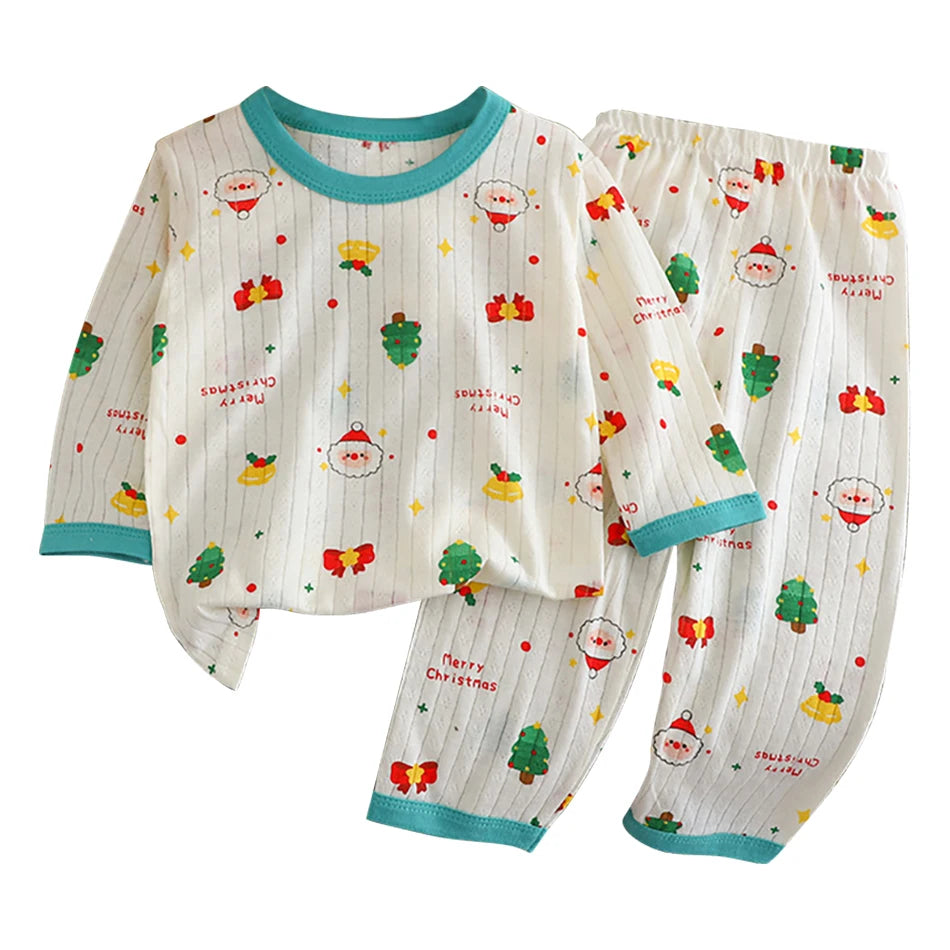 Conjunto de Pijama de Algodón para Niños – Pijama de Manga Larga y Pantalones para Verano en Casa y Habitaciones con Aire Acondicionado