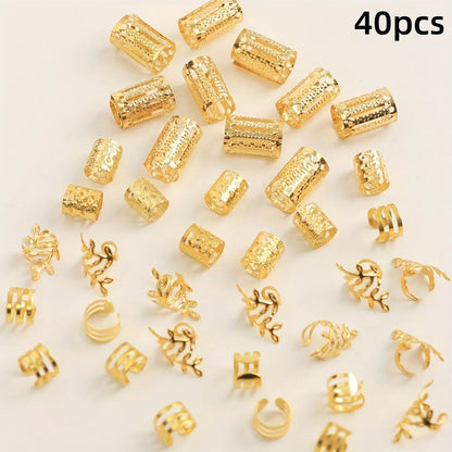 40/80PCS Anillos Huecos para el Pelo – Accesorios DIY de Joyería para Rastas para Mujeres y Niñas | Decoración para Trenzas y Peinados