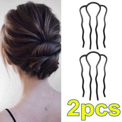 1/3PCS Black Metal Hair Fork Clips – Women's & Girls' Hair Pin Comb for Messy Buns, Updos & Side Styling, Elegant Hair Accessories