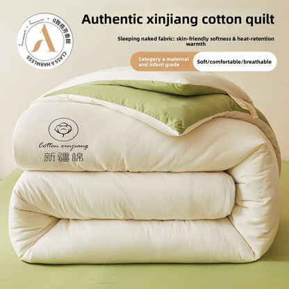 100% Cotton Filled Comforter – Soft Lightweight Warm Winter Quilt for Autumn & Cold Weather Bedding
