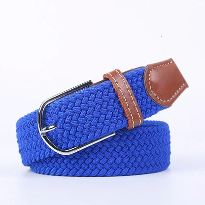 Ceinture élastique tressée unisexe en toile tissée, à boucle ardillon, pour jeans (107/120/130cm)