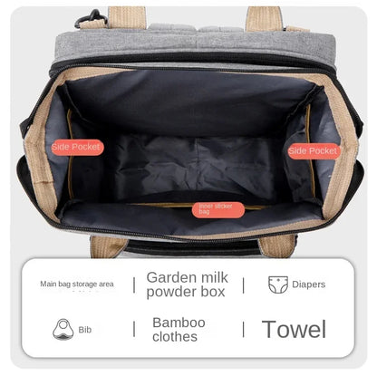 Sac à langer de grande capacité pour bébés avec matelas à langer – Sac à langer de maternité imperméable pour mamans avec rangement pour biberons et lit de bébé