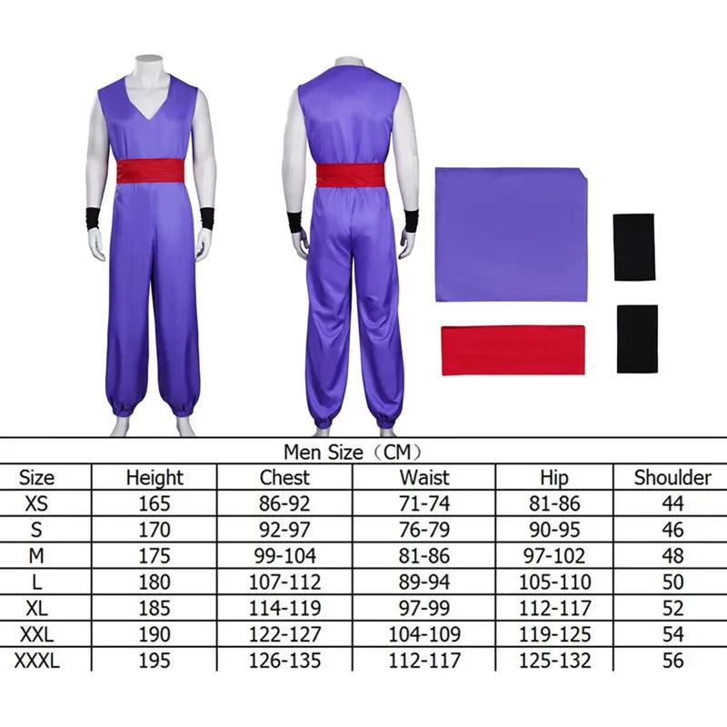 Dragon Ball Gohan Inspired Cosplay Costume – Men’s Jumpsuit Outfit Set with Belt, Shoes & Boots for Halloween, Carnival & Party Roleplay