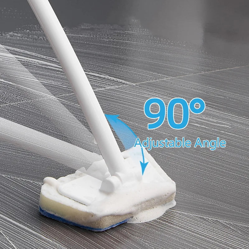 Brosse de nettoyage éponge de salle de bain – Outil de récurage multifonctionnel à long manche, brosse éponge amovible pour le nettoyage en profondeur des sols, baignoires, carrelages en céramique et surfaces domestiques