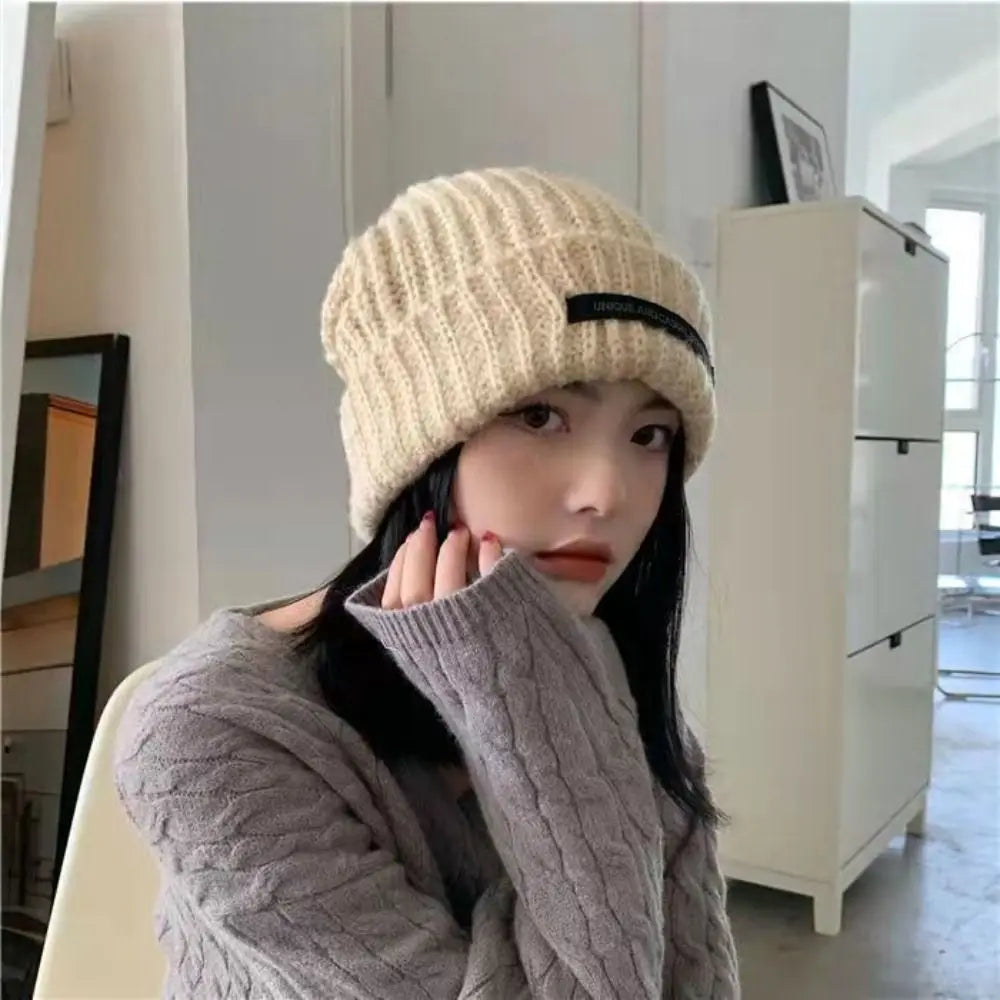 Women's Winter Knitted Beanie Hat – Warm Casual Stacking Bonnet Cap, Solid Color Unisex Hip-Hop Hat for Men & Women