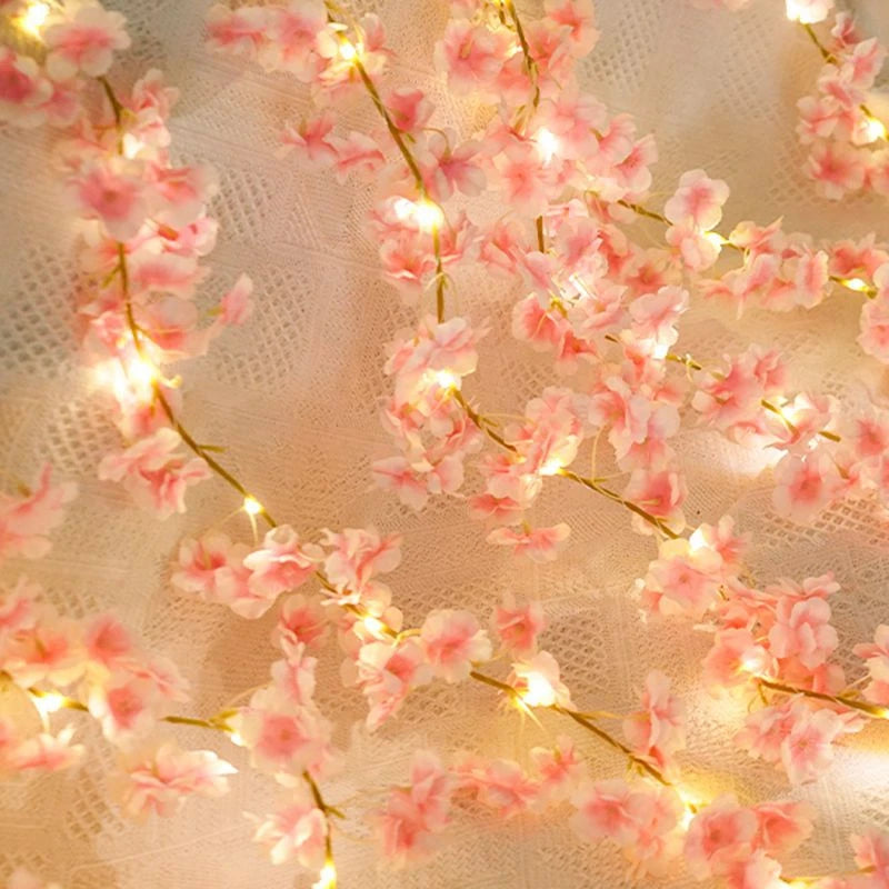 180cm Artificial Sakura Flower Vine – Silk Cherry Blossom Garland for Wedding, Garden, Arch & Home Décor