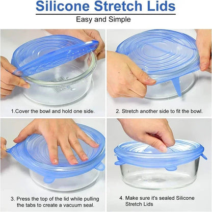 Reusable Silicone Stretch Lids – Flexible Food Covers for Bowls & Containers, Airtight Fresh-Keeping Kitchen Storage Accessories