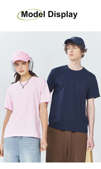 T-shirt Solide 100% Coton Femme Manches Courtes Col Rond Ample Décontracté Sportif Été Haut Blanc Noir