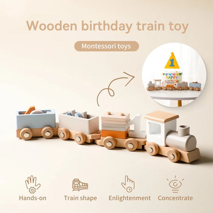 Juguete de Tren de Madera Montessori – Carrito Educativo para Bebés con Bloques Numéricos, Juguete de Madera para el Aprendizaje Temprano, Regalo de Actividad de Aprendizaje Preescolar para Niños Pequeños
