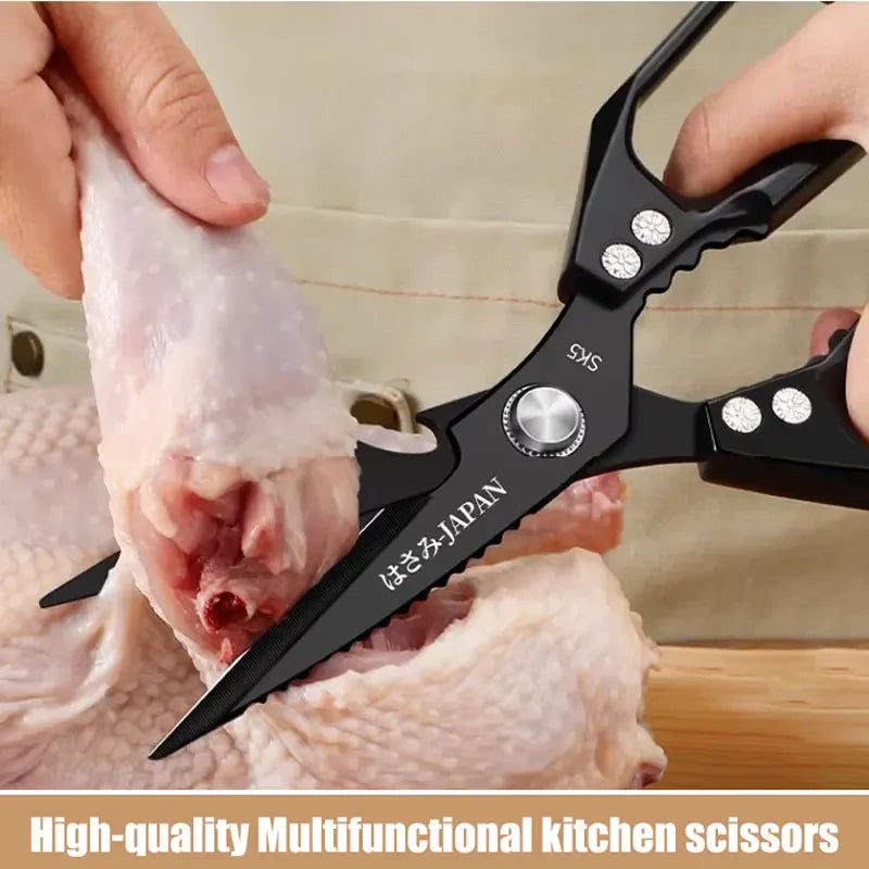 Ciseaux de cuisine multifonctions – Ciseaux alimentaires robustes avec coupe-os, écailleur à poisson et ouvre-bouteille