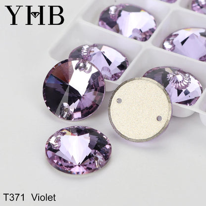 Strass à coudre YHB Crystal Rivoli – Pierres à coudre plates en verre pour vêtements, sacs et artisanat de bricolage