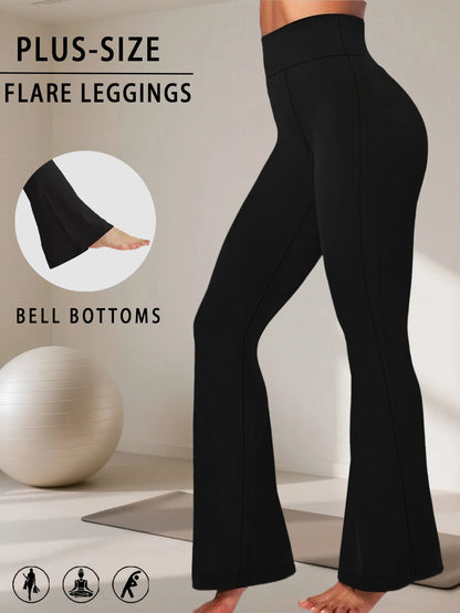 Plus Size Women's High-Rise Flared Leggings – Comfortable Yoga & Workout Pants with Supportive High Waist and Stylish Bell-Bottom Design