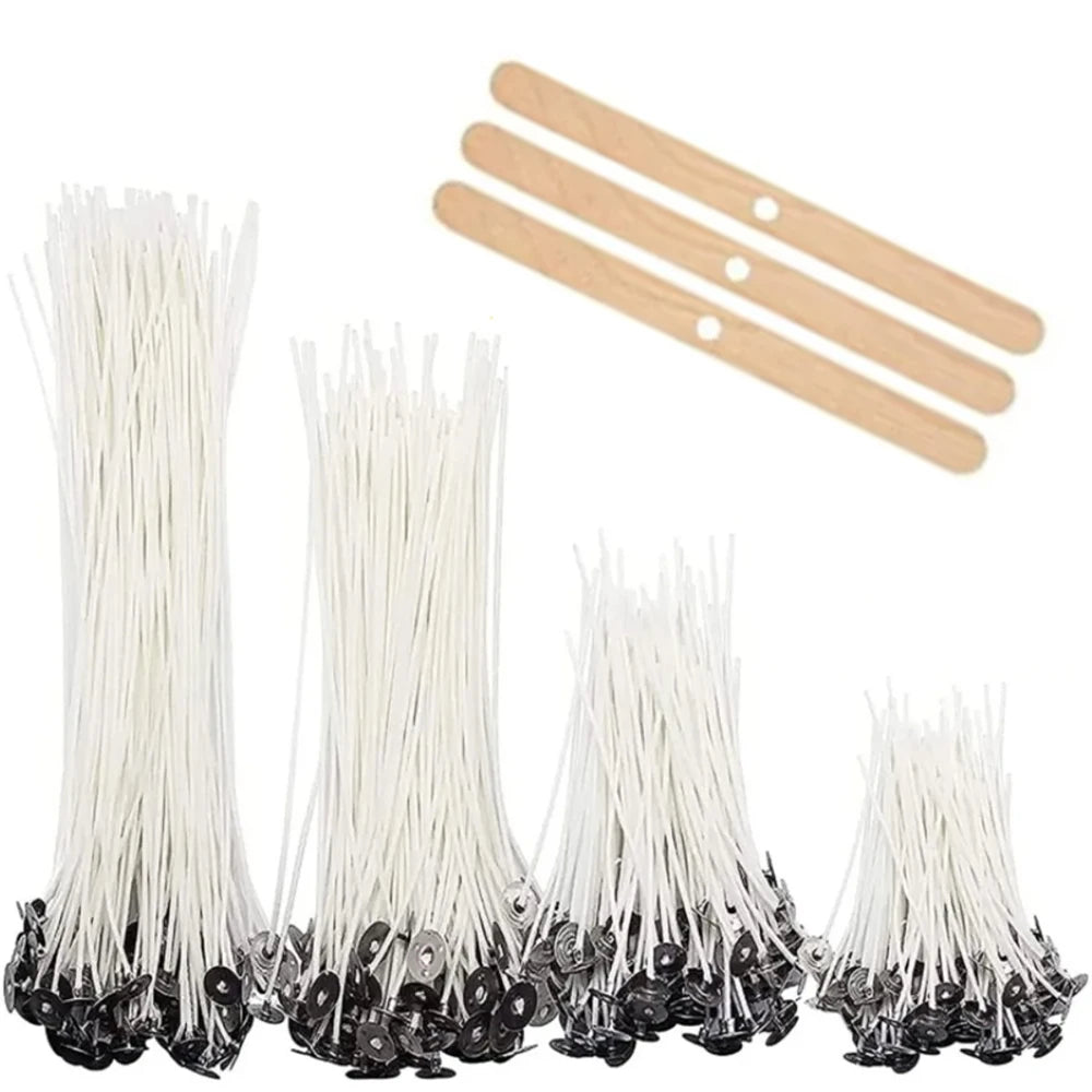 Kit para hacer mechas de vela de 53 piezas – Mechas de algodón encerado con soportes, juego de mechas de cera de soja sin humo para hacer velas, suministros de manualidades y decoración del hogar hecha a mano