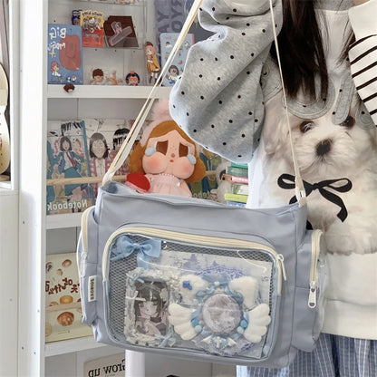 Bolso bandolera transparente de moda – Bolso de hombro Ita de gran capacidad para niñas, bolso mensajero de estilo escolar a la moda, bolso Kawaii versátil para uso diario y accesorios