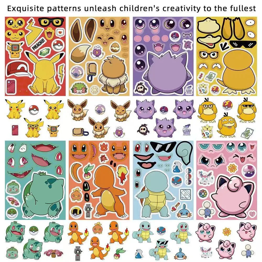Pokémon Pikachu Anime Puzzle Stickers – 8/24 pièces DIY Jigsaw Cartoon Jouets pour enfants Fête et cadeaux