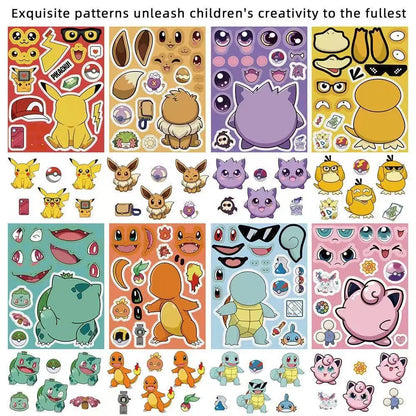 Pokémon Pikachu Anime Puzzle Stickers – 8/24 pièces DIY Jigsaw Cartoon Jouets pour enfants Fête et cadeaux