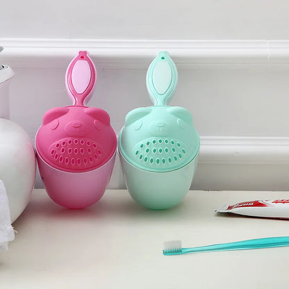 Vaso de enjuague para champú de bebé – Cucharón de agua de baño de oso de dibujos animados para bebés y niños pequeños