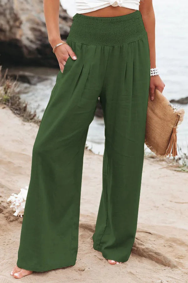 Pantalon ample décontracté pour femme, taille mi-haute avec cordon de serrage, style européen et américain, idéal pour la plage au printemps et en été