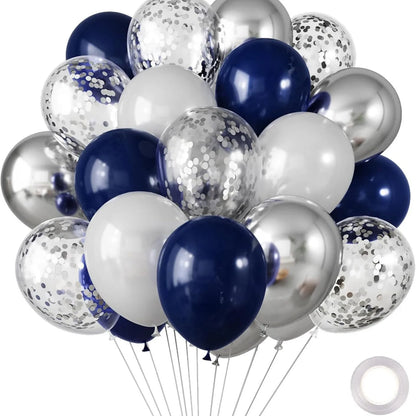 30 Globos de Látex Cromados – Globos de Helio Metálicos Blancos, Rosas y Azules para Decoración de Bodas, Cumpleaños, Baby Showers y Fiestas