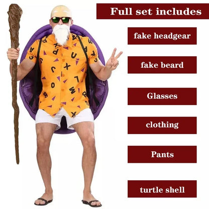 Dragon Ball Master Roshi (Kame Sennin) Cosplay Costume – Adult Men Anime Jumpsuit Outfit for Halloween, Carnival & Roleplay Events