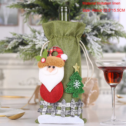 Christmas Wine Bottle Cover Set – Red Dress Wine Bottle Bag for Xmas, New Year Gifts, Navidad Party & Dinner Table Decor