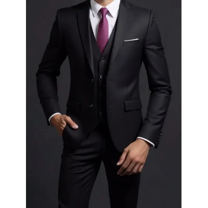 Conjunto de traje de 3 piezas para hombre – Blazer, chaleco y pantalón estilo británico, elegante traje formal de negocios o boda para hombre