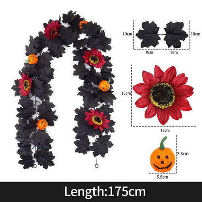 2M Artificial Maple Leaf Garland – Faux Fallen Leaves Autumn Rattan Decor for Thanksgiving, Halloween, Wedding, Christmas & Holiday Festivals