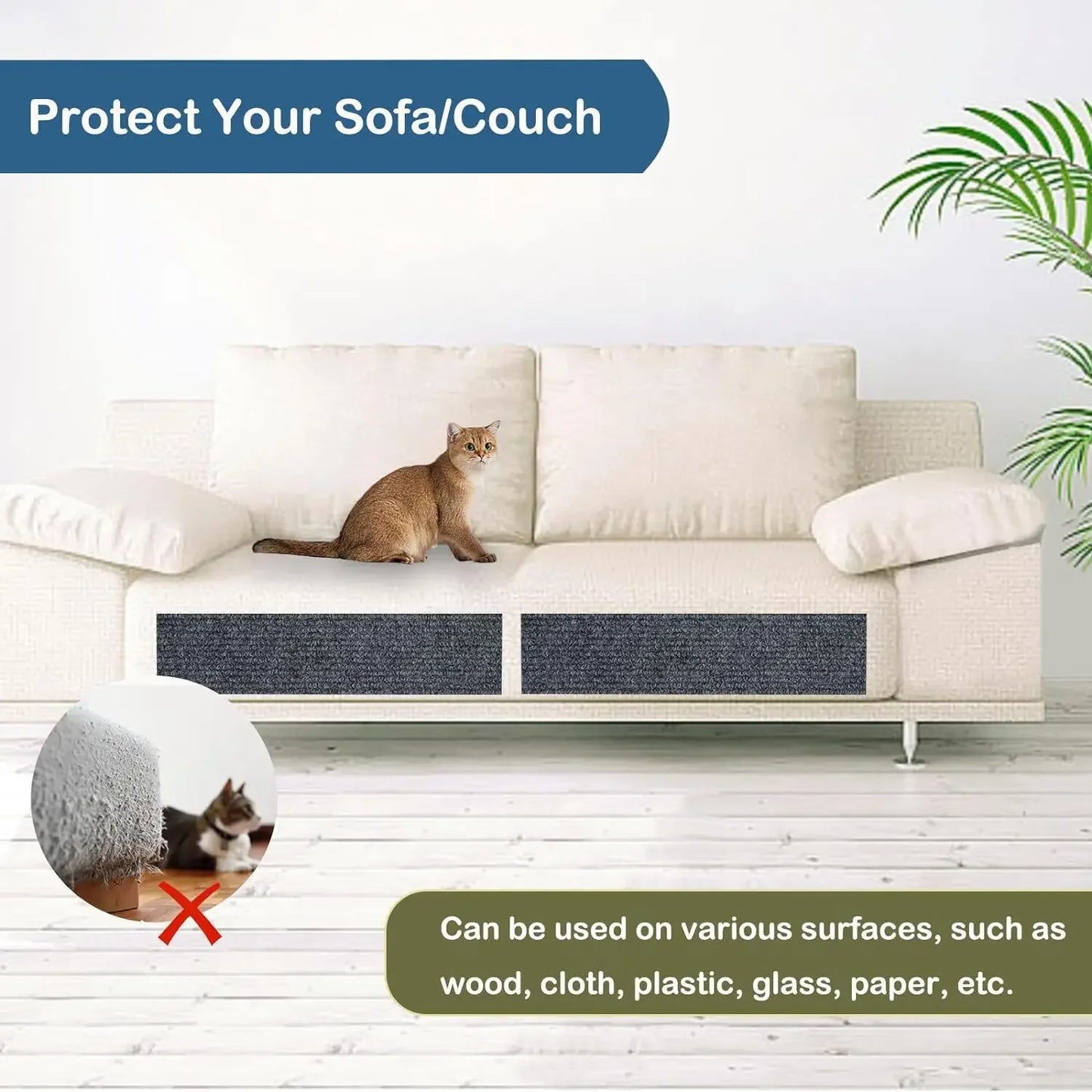 Tapis auto-adhésif à griffer pour chats – Protection de tapis DIY prédécoupable pour murs, coins et meubles