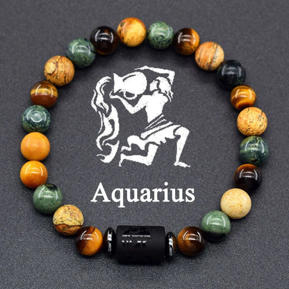 Pulsera de constelación de 12 signos del zodiaco – Brazalete con dije de astrología para hombres y mujeres | Regalo de joyería de amistad Aries, Virgo, Leo y Libra