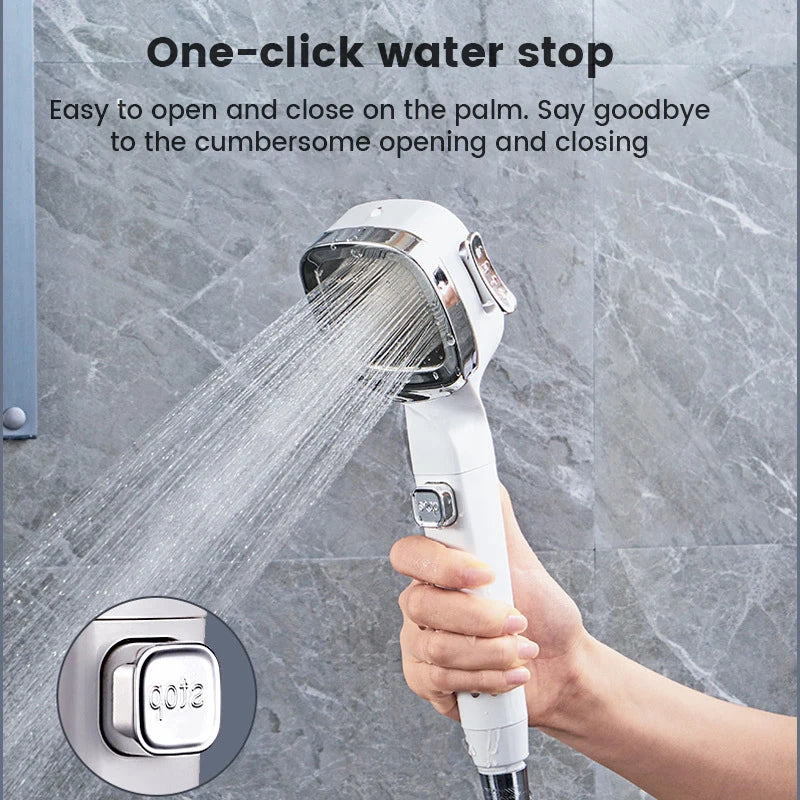 Pommeau de douche haute pression – Pulvérisateur de douche à main 3 modes à économie d'eau, fonction d'arrêt à une touche, accessoire de douche de salle de bain réglable pour la maison