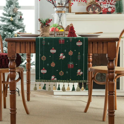 Christmas Snowflake Jacquard Table Runner – Winter Dining Table Cloth for Xmas, New Year, Rustic Home Decor & Holiday Gift