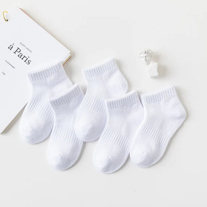 5 Pairs Kids Summer Cotton Mesh Socks Breathable Sports Ankle Socks for Boys & Girls