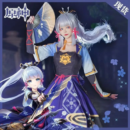 Kamisato Ayaka Cosplay Costume – Genshin Impact Dress with Wig (Women’s Full Fan Set)