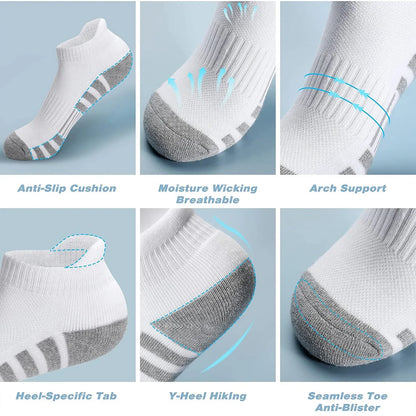 Athletic Ankle Running Socks – Breathable Cushioned Low Cut Sports Socks for Men & Women (1–5 Pairs)