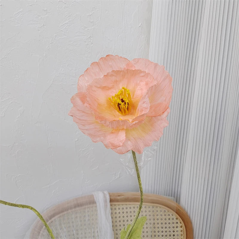 105cm Artificial Poppy Flowers – Large Realistic Faux Floral Stem for Wedding Decor, Vase Arrangements, Home Decoration, Photo Props & Window Displays