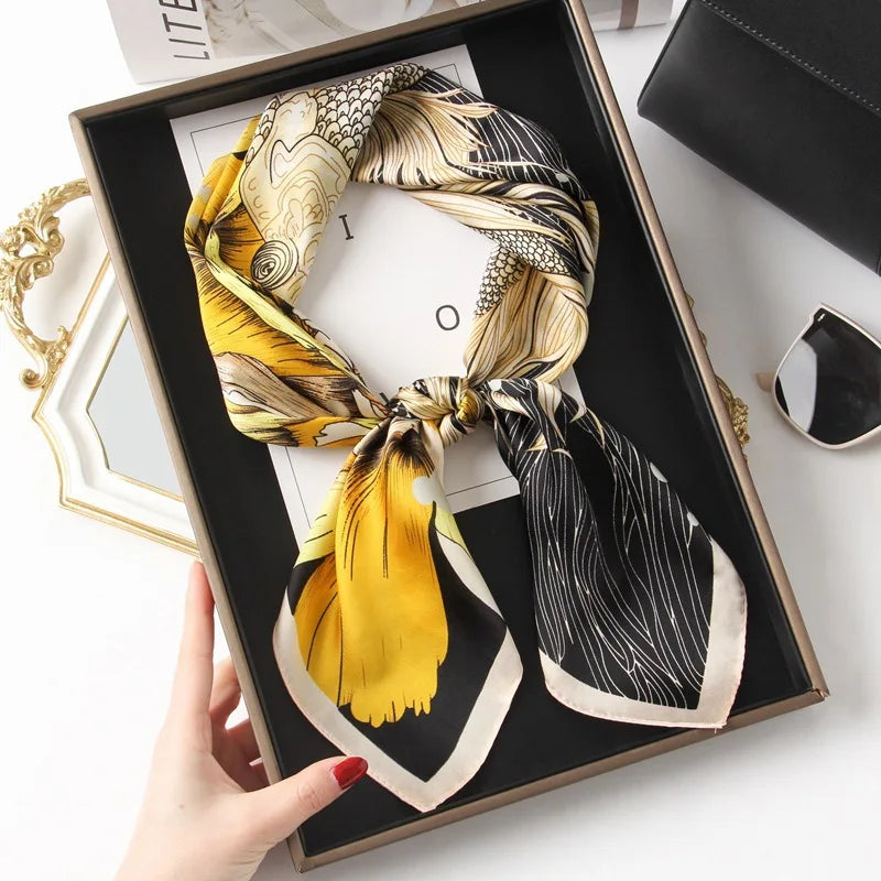 Women's Luxury Satin Silk Feel Square Scarf Printed Hair Scarf Neckerchief Bandana Hijab Wrap